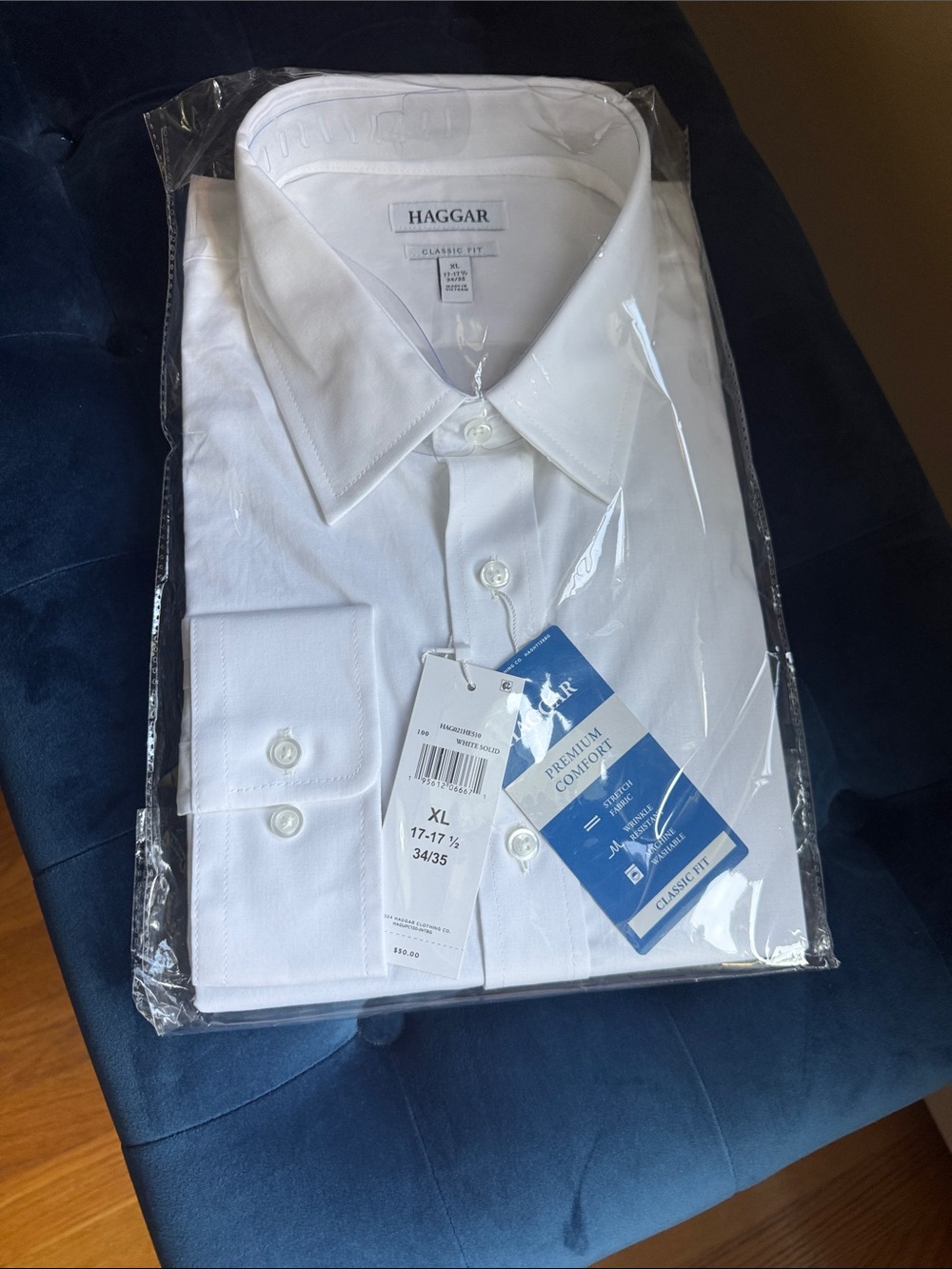 Haggar White Classic Fit Dress Shirt - XL